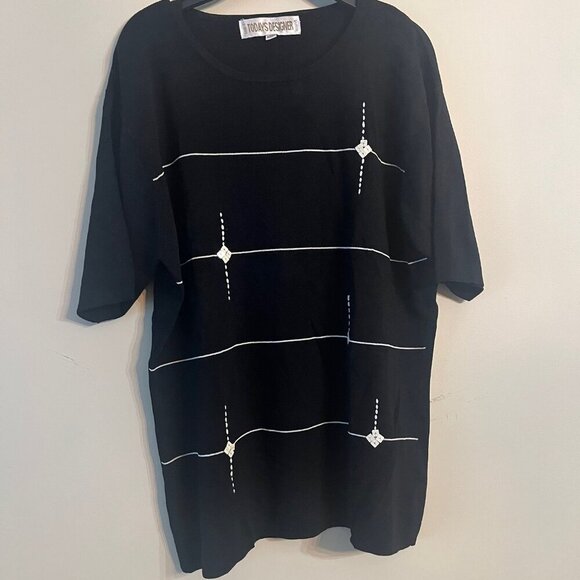 Black & White Sparkly sweater, 3/4 Sleeves,  M - Picture 1 of 4